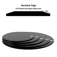 Streamdale Furniture 38.6" Inch Round Tempered Glass Table Top Black Glass 2/5" Inch Thick Beveled Polished Edge