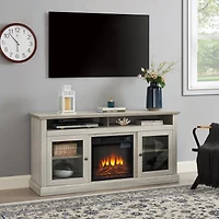 Modern Tv Stand with Fireplace Insert, Stone Gray, 60" W