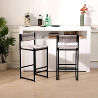 Simplie Fun Gray Handwoven Counter Height Bar Stools Set of 2
