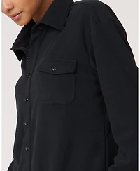 Rebody Active Women's Retreat Waffle Button Down Shirt For Women