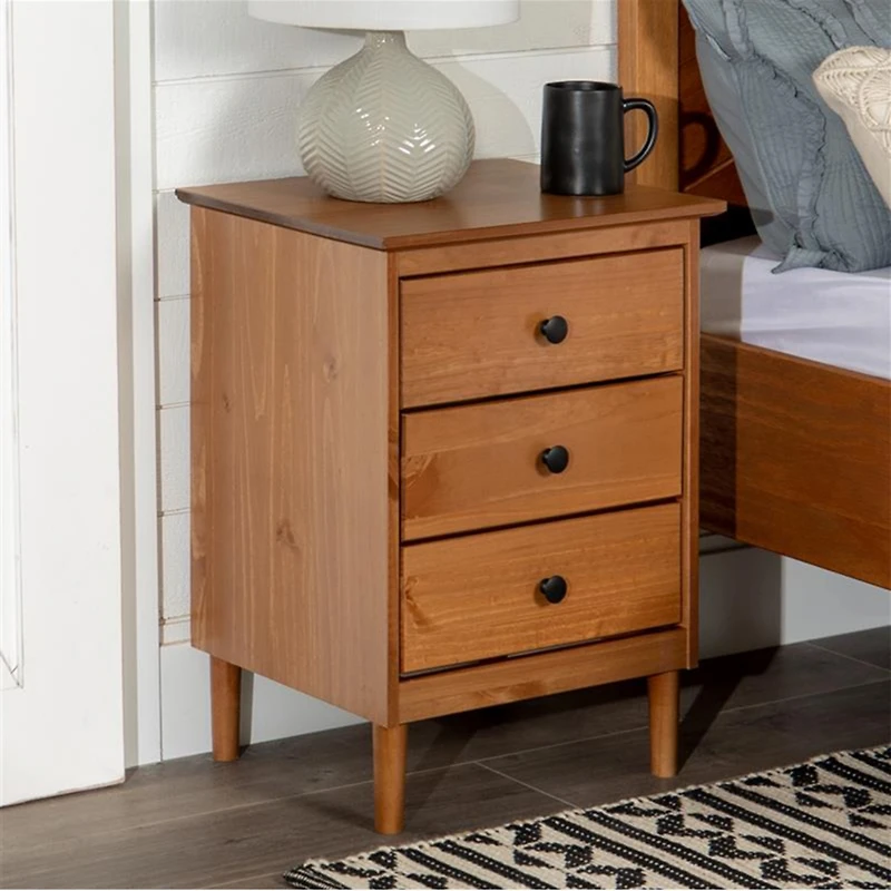 Streamdale Classic 3-Drawer Solid Wood Nightstand - Caramel