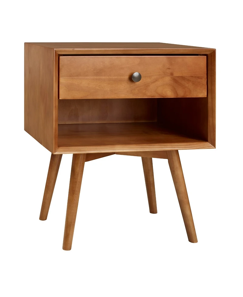 Streamdale Mid-Century Modern Single-Drawer Solid Wood Nightstand - Caramel