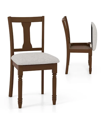 2 Pcs Wood Chair Antique Upholstered with Storage Space