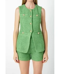 Endless Rose Womens Tweed Buttoned Sets