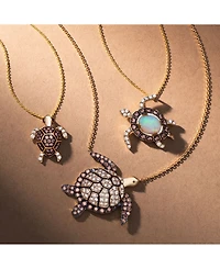 Le Vian Diamond (3/8 ct. t.w.) & Passion Ruby (1/20 ct. t.w.) Turtle Pendant Necklace in 14k Gold, 18" + 2" extender
