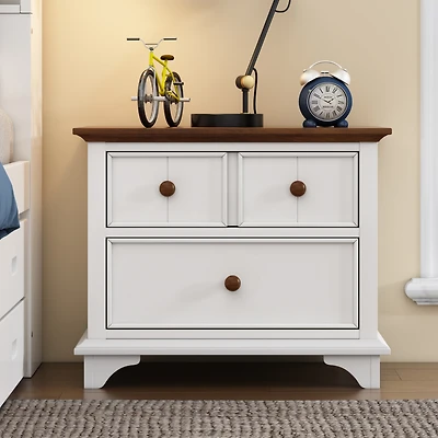 Wooden Two-Drawer Nightstand for Kids' Room