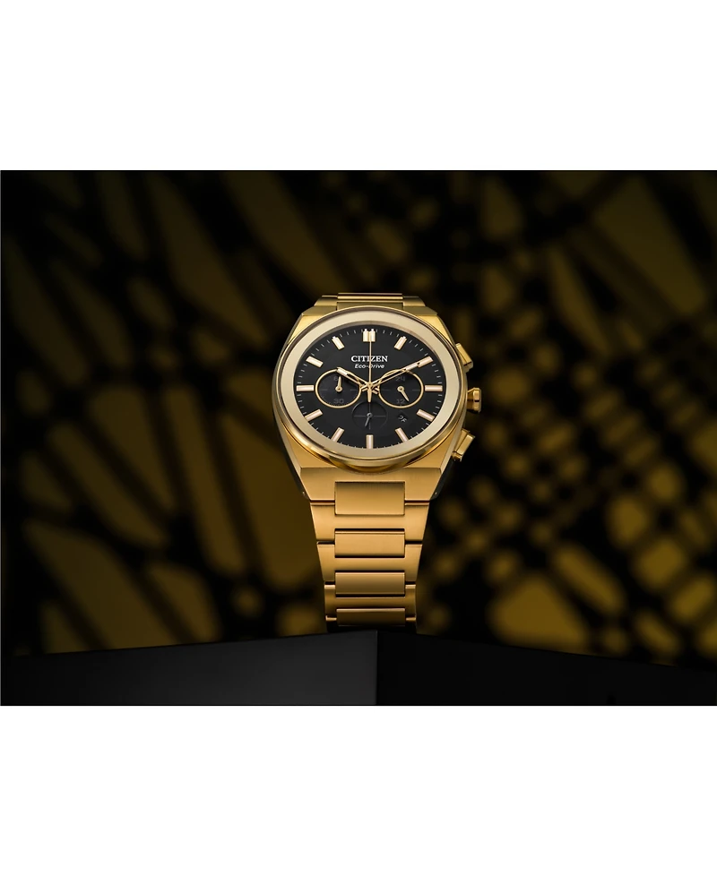 Citizen Eco-Drive Men's Chronograph Modern Axiom Gold-Tone Stainless Steel Bracelet Watch 43mm