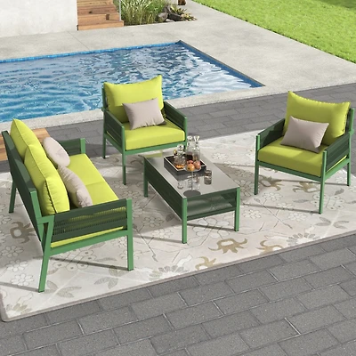 Streamdale 4-Piece Grey Patio Furniture Set with Cushions