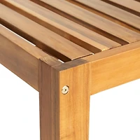 5-Piece Wood Patio Sectional Set with Blue Cushions