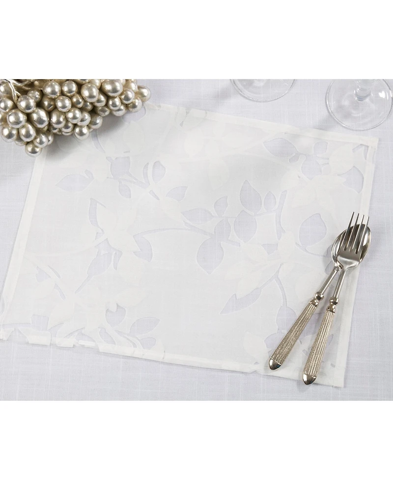 Saro Lifestyle Sheer Elegance Burnout Voile Vine Design Placemat Set of 4, 13"x19"