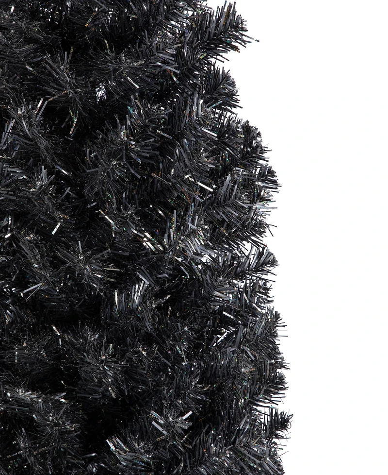 Northlight 6' Charcoal Brown Iridescent Slim Artificial Tinsel Halloween Tree Unlit