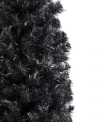 Northlight 6' Charcoal Brown Iridescent Slim Artificial Tinsel Halloween Tree Unlit