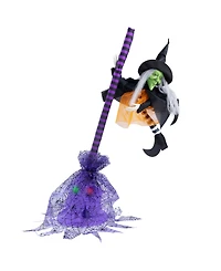 Northlight Animated Flying Witch with Broom Halloween Decoration - 25"