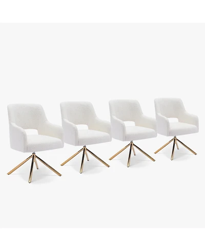 Mid-Century Modern Wide Boucle Swivel Accent Arm Chair (Set of 4)
