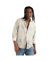 Campus Sutra Men's EcoLiva Grey & Yellow Minimal Lined Shirt