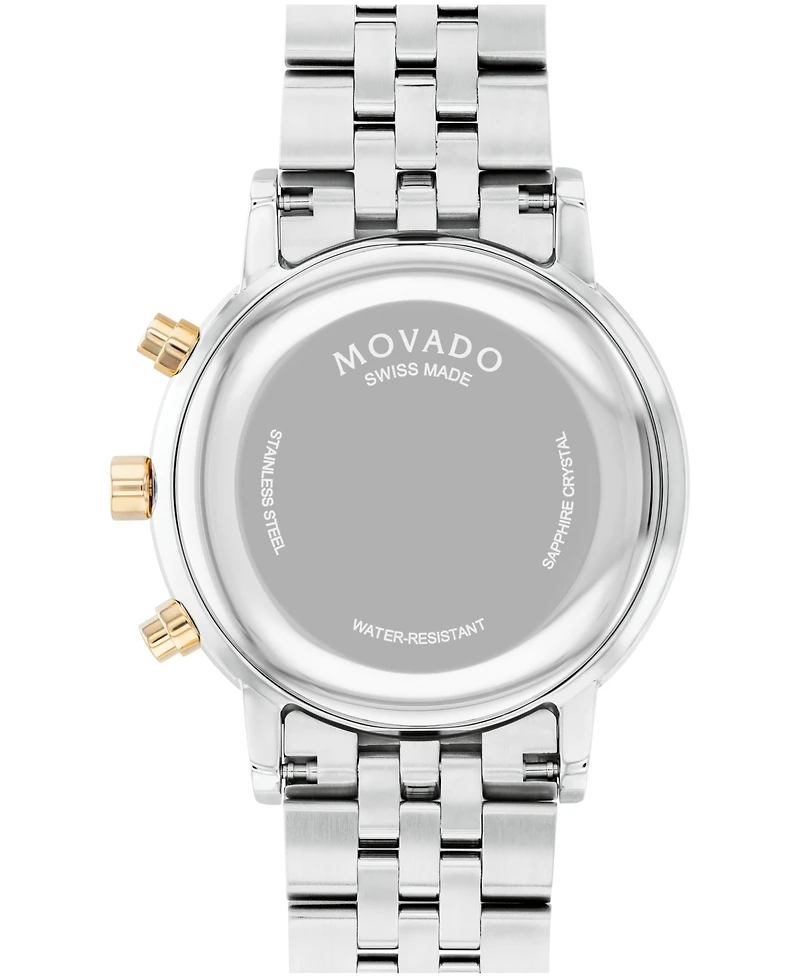 Movado Men's Museum Classic Swiss Quartz Chrono Two Tone Stainless Steel and Light Yellow Pvd Watch 42mm
