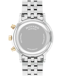 Movado Men's Museum Classic Swiss Quartz Chrono Two Tone Stainless Steel and Light Yellow Pvd Watch 42mm