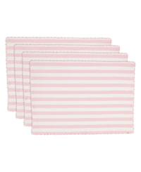 Saro Lifestyle Classic Striped Whipstitch Pom Pom Placemat Set of 4,14"x20"