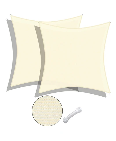 2 Pack 16x16 Ft 97% Uv Block Square Sun Shade Sail Heavy Duty Hdpe Canopy Yard