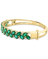 Effy Emerald (9-3/8 ct. t.w.) & Diamond (7/8 ct. t.w.) Oval Cluster Bangle Bracelet in 14k Gold
