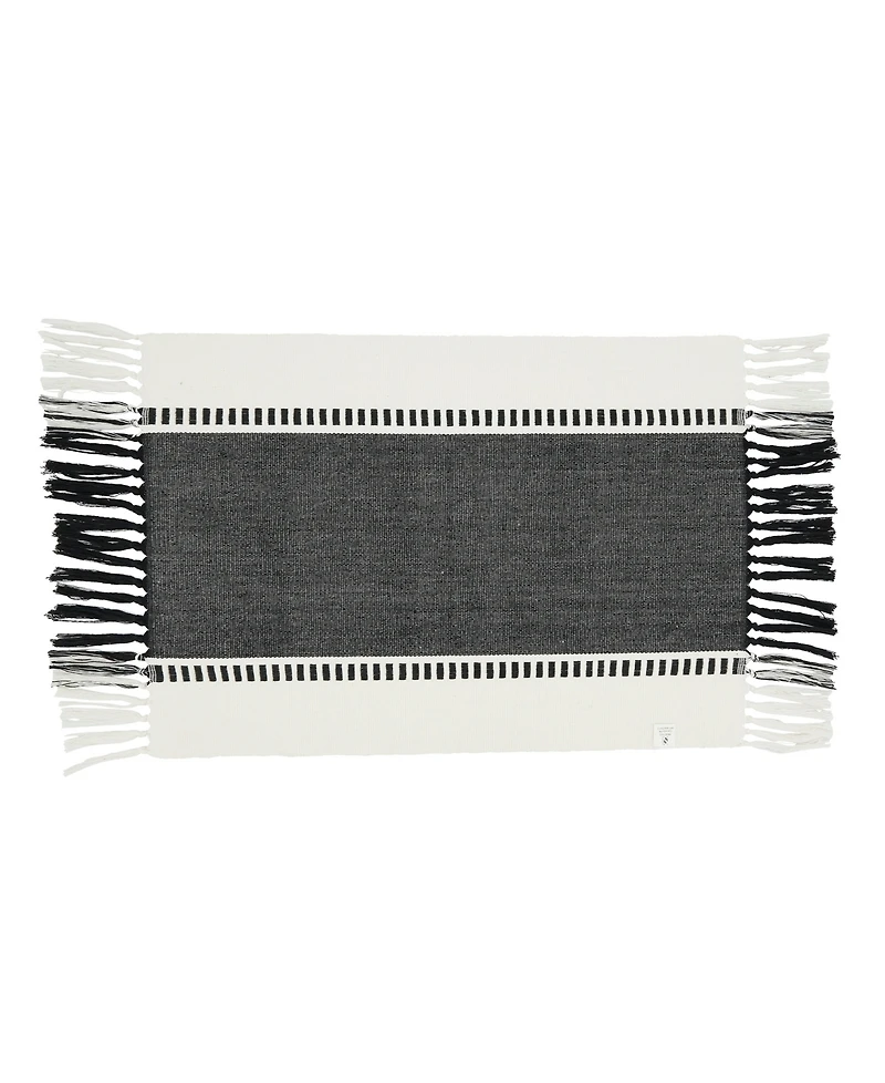 Saro Lifestyle Tassel Trimmed Stripe Placemat Set of 4, 14"x20"