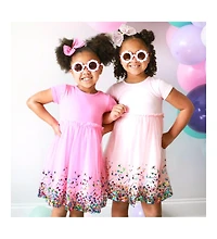 Sweet Wink Toddler Girls Pink Confetti Short Sleeve Tutu Dress