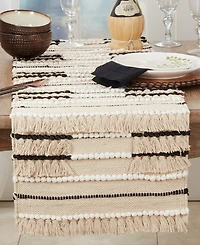 Saro Lifestyle Artisanal Knotwork Fringed Table Runner, 16"x72"