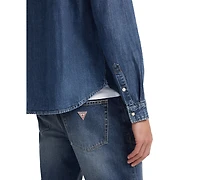 Guess Jeans Men's Slim-Fit Solid Button-Down Denim Shirt