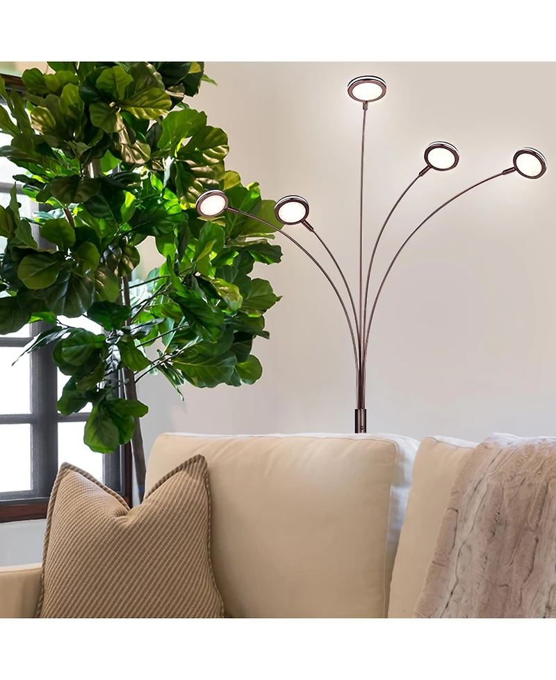 Orion 74" Led Tree Arc Floor Lamp with 5 Adjustable Arms