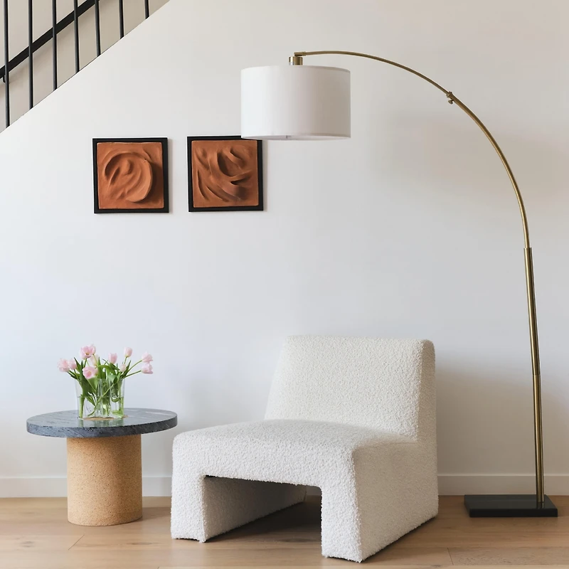Logan Contemporary Arc Led Floor Lamp with Marble Base (76")