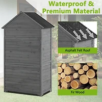 Wooden Outdoor Storage Cabinet with Shelves and Latch