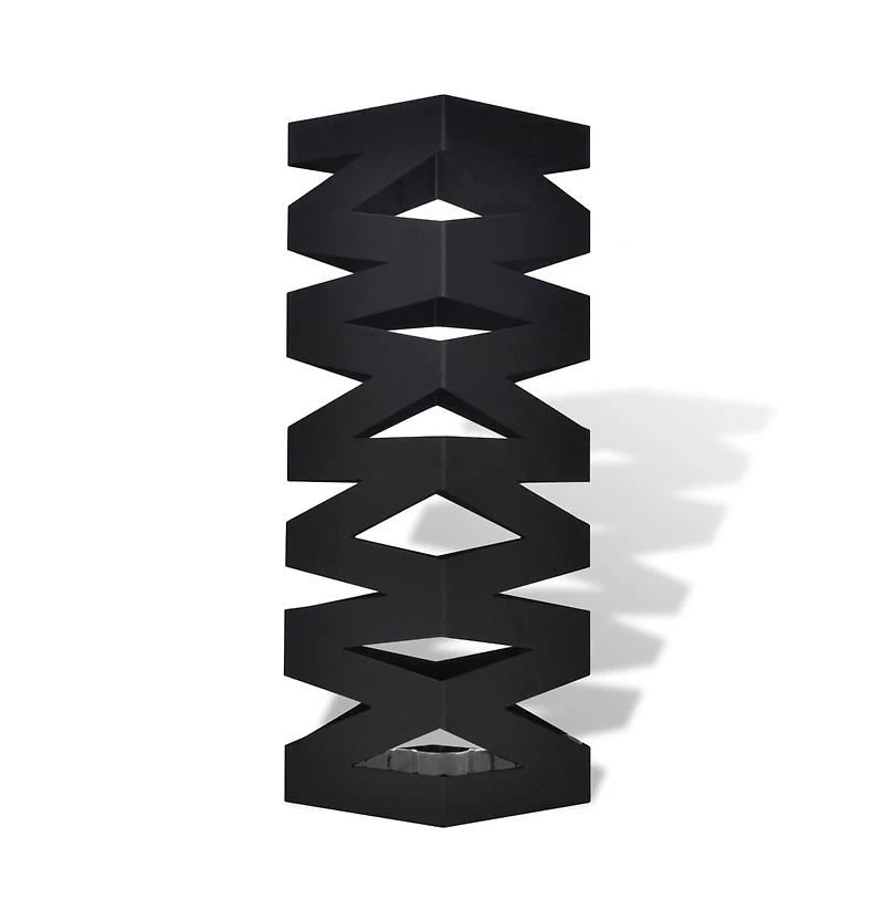 vidaXL Black Square Umbrella Stand Storage Holder Walking Stick Steel 19.1"