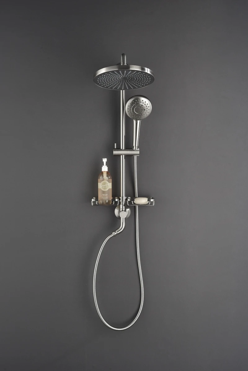 Shower System, With 10" Rain Showerhead, 4-Function Hand Shower, Adjustable Slide Bar And Soap Dish