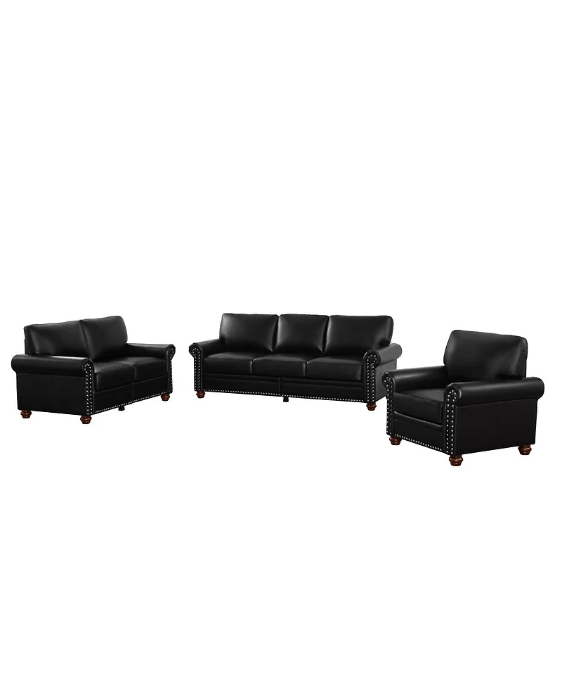 Streamdale Living Room Sofa With Storage Sofa 1+2+3 Sectional Black Faux Leather