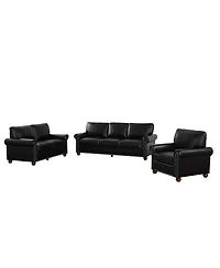 Streamdale Living Room Sofa With Storage Sofa 1+2+3 Sectional Black Faux Leather