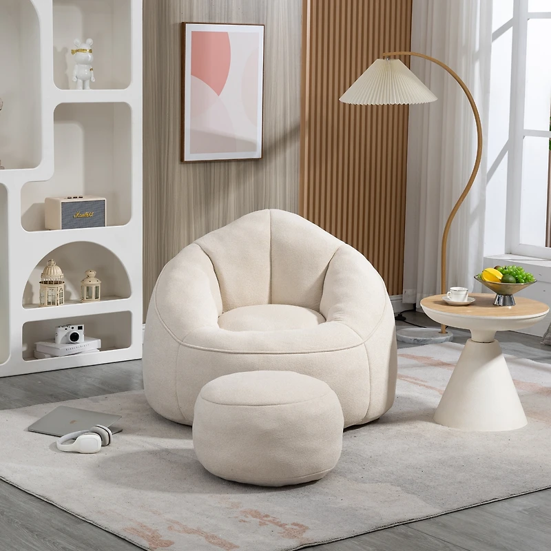 Streamdale Compressed Foam Bean Bag Chair with Footrest