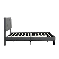 Streamdale Furniture Upholstered Platform Bed, Queen, Gray, Wood Slat Support