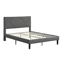 Streamdale Furniture Upholstered Platform Bed, Queen, Gray, Wood Slat Support