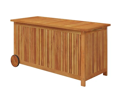 vidaXL Patio Storage Box with Wheels 44.5"x19.7"x22.8" Solid Wood Acacia
