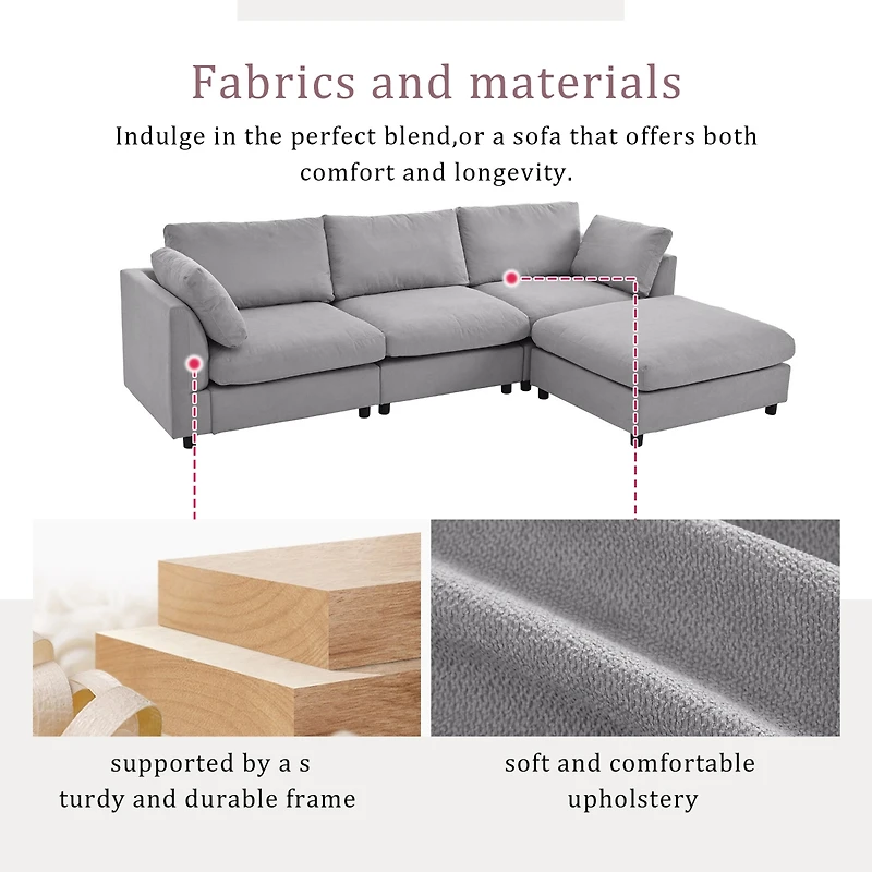 Simplie Fun Upholstery Convertible Sectional Sofa, L Shaped Couch With Reversible Chaise