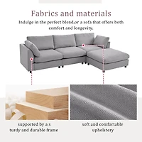 Simplie Fun Upholstery Convertible Sectional Sofa, L Shaped Couch With Reversible Chaise