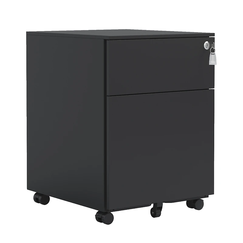 Streamdale Furniture Mobile File Cabinet with Lock, Fully Assembled, Black
