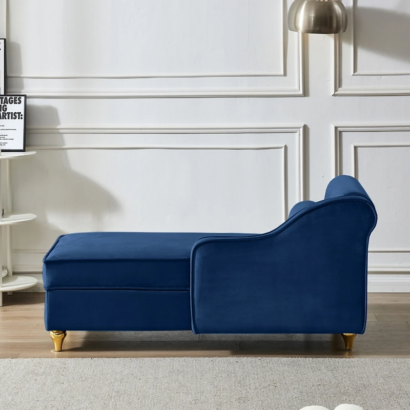 Streamdale Furniture Modern Upholstery Chaise Lounge Chair With Storage Velvet (Navy Blue)