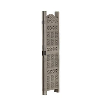 vidaXL Hand carved 4-Panel Room Divider Gray 63"x65" Solid Mango Wood