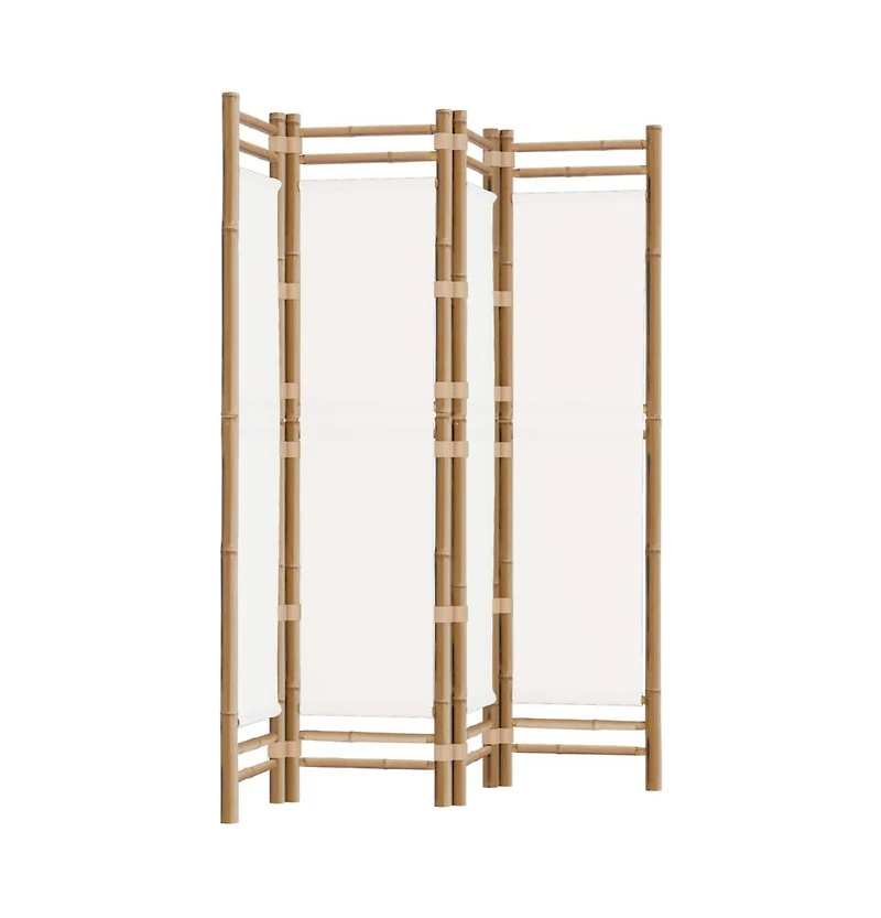 vidaXL Folding 4-Panel Room Divider 63" Bamboo and Canvas