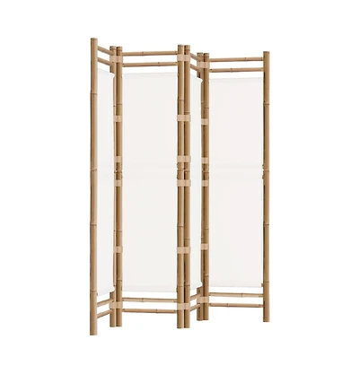 vidaXL Folding 4-Panel Room Divider 63" Bamboo and Canvas