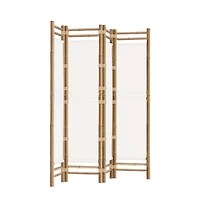 vidaXL Folding 4-Panel Room Divider 63" Bamboo and Canvas