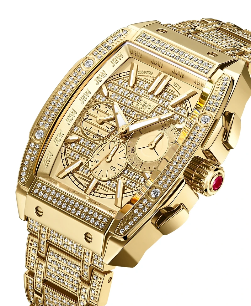 Jbw Men's Echelon Platinum Series Diamond (3 ct. t.w.) 18K Gold-Plated Stainless Steel Watch, 41Mm