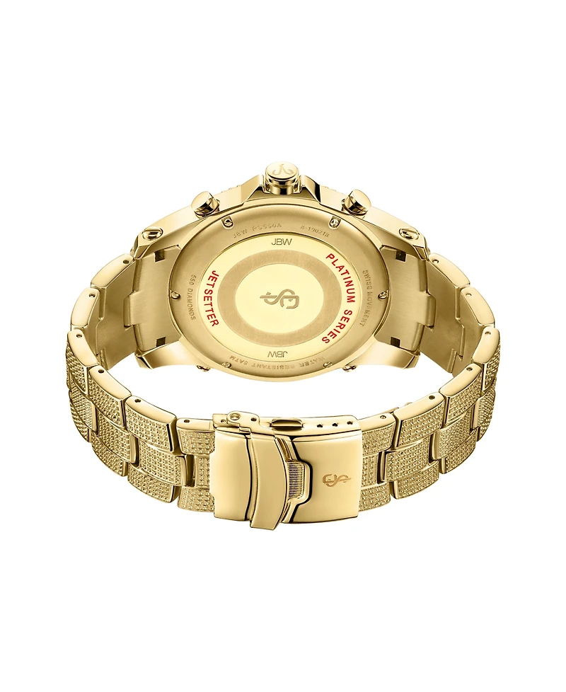 Jbw Men's Jet Setter Platinum Series Diamond (3 ct. t.w.) 18K Gold-Plated Stainless Steel Watch, 50Mm