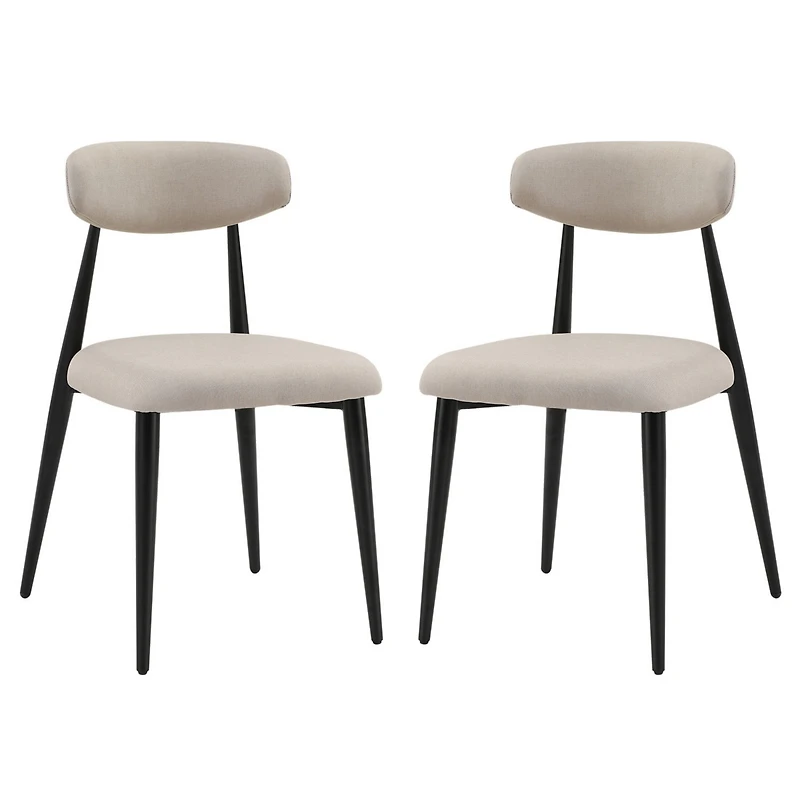 Streamdale Furniture Modern Dining Chairs Set Of 2, Curved Backrest Round Upholstered And Metal Frame, Light Grey
